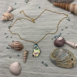 Skal halskæde | Abalone gylden rustfri stål 50 cm surfer halskæde