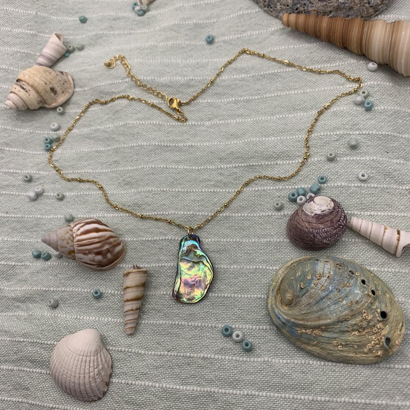 Skal halskæde | Abalone gylden rustfri stål 50 cm surfer halskæde