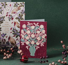 Mini greeting card - Dog rose in vase