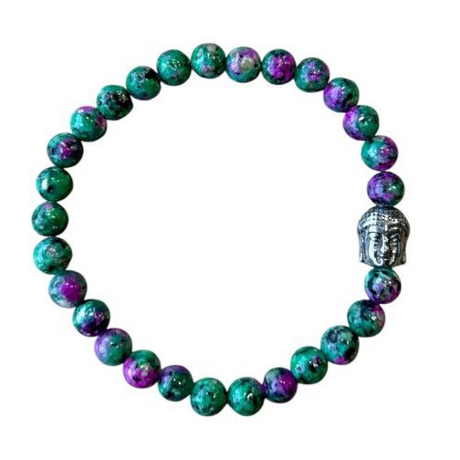 Damearmbånd Ruby i Zoisite 6 mm med Buddha perle