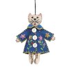 Cat with jacket blue/flowers, felt