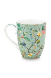 Tazza grande Jolie fiori blu oro - 350ml