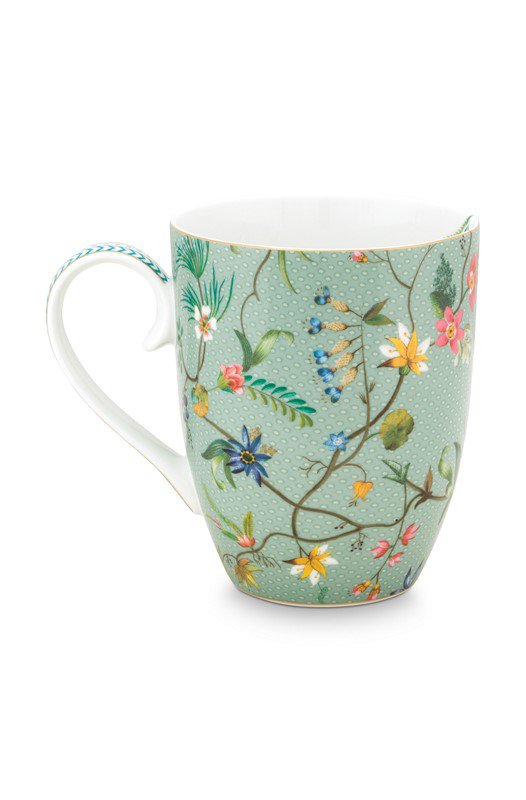 Tazza grande Jolie fiori blu oro - 350ml