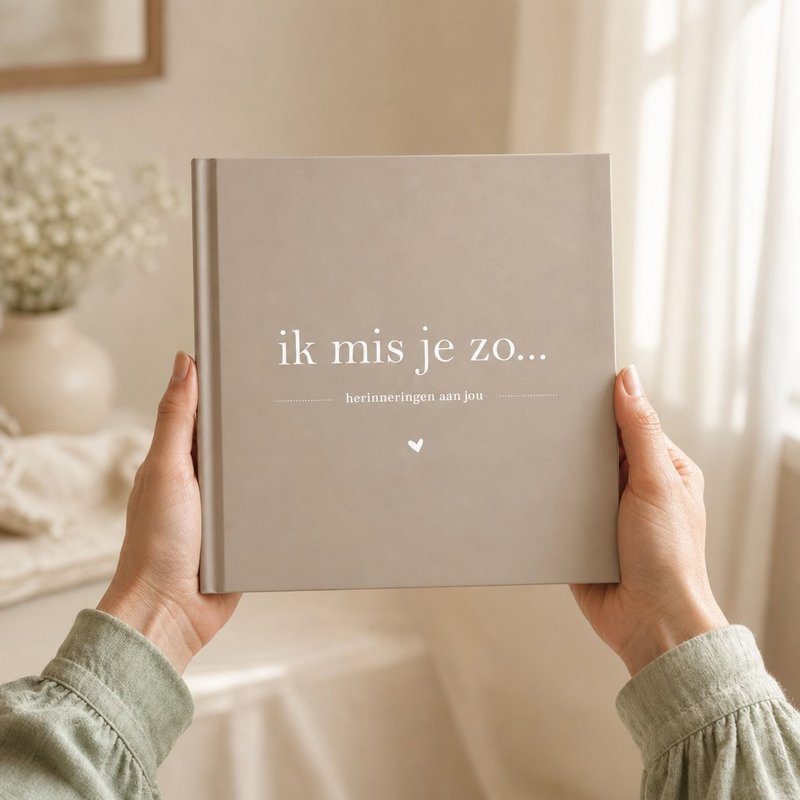 Phyllbooks Jeg savner dig så hukommelsesbog - Mourning Book - Taupe