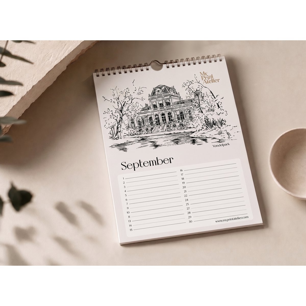 Verjaardagskalender Amsterdam Icons - Annet Weelink Design Amsterdam Schetsen - A4 - Eeuwigdurende Kalender - Premium Papier
