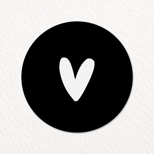 Stickers | 250 on roll | Heart | Black