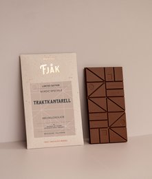 Organic chocolate bar with 45% milk content, featuring a geometric pattern design on the packaging.