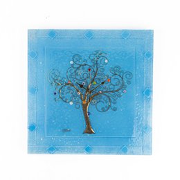 Square wall watch in Murano glass, favor gift idea, golden gold decoration