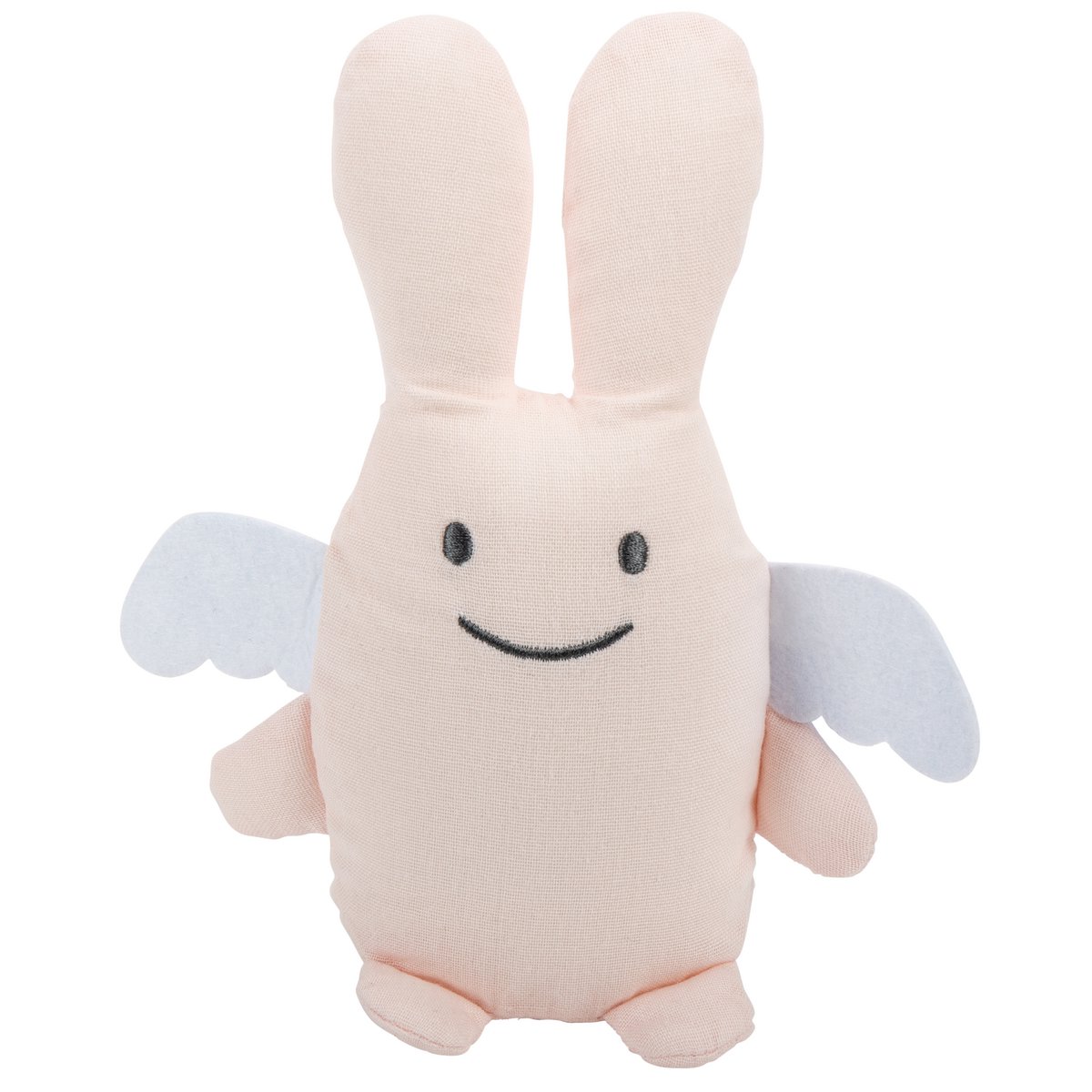 Peluche Angel Rabbit - Rosa empolvado con sonajero 20Cm Algodón orgánico