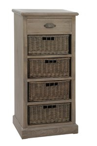 J-Line Kast 4 Manden en Lade - Hout - Grijs