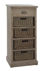 J-Line Kast 4 Manden en Lade - Hout - Grijs