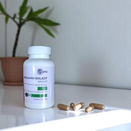  Himalayan shilajit capsules, pure resin from the Altai region. Vegan, dietary supplement.