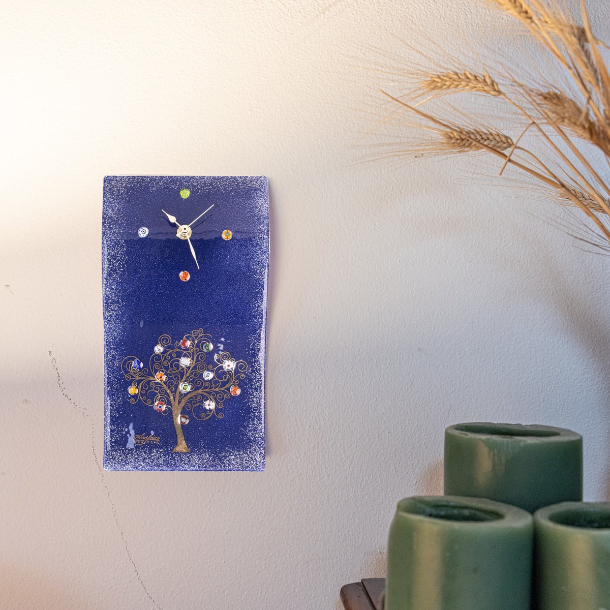 Havered rechthoekige muurwacht, in Murano Glass, Gift Idea, Gunsten, Golden Decoration Tree of Life