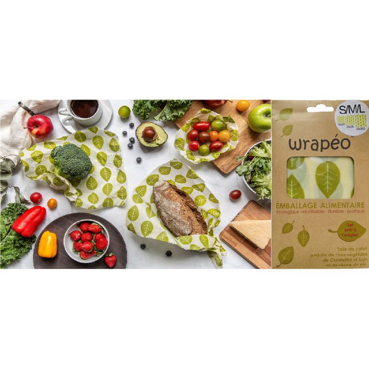 Ceras vegetales wrapéo - juego de 3 S/M/L - 18x20 / 25x28 / 33x35,5 cm