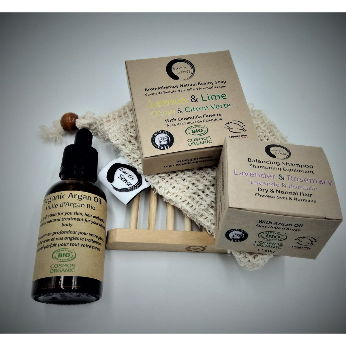 Gift Set Clean and soft TRIO - Solid Shampoo Solid Soap plus 1 x 50ml Organic Argan Oil - MADE TO ORDER