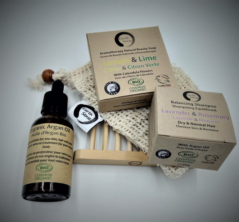Gift Set Clean and soft TRIO - Solid Shampoo Solid Soap plus 1 x 50ml Organic Argan Oil - MADE TO ORDER