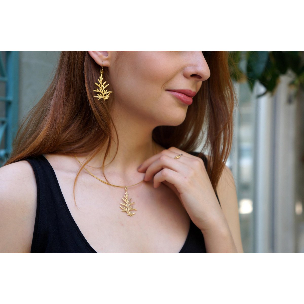 Cypress Leaf-ketting: verguld, delicaat natuurontwerp - milieuvriendelijk