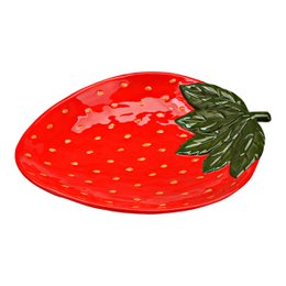 Decorative strawberry plate made of ceramic, red (W/H/D) 22x3x26cm