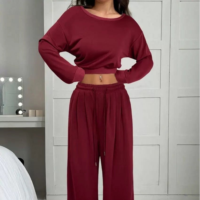 Damesmode slim-fit off-the-shoulder navel effen kleur casual broekpak