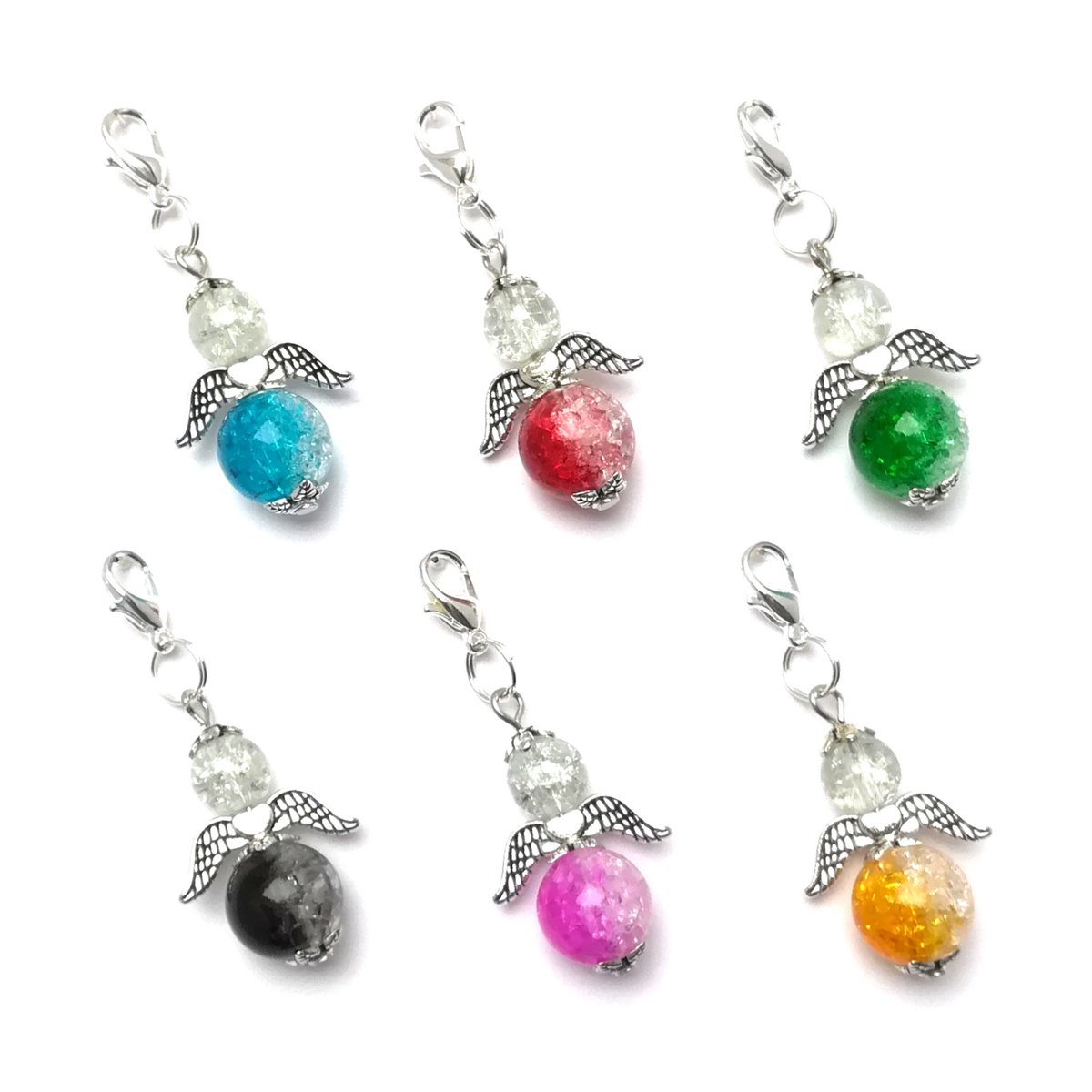 Keychain del ángel guardián "Luisa", set de 6 series, de color plateado
