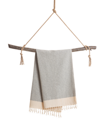 MANOLIA Telo Mare Hammam in Cotone – Leggero – Grigio - 180x100 cm