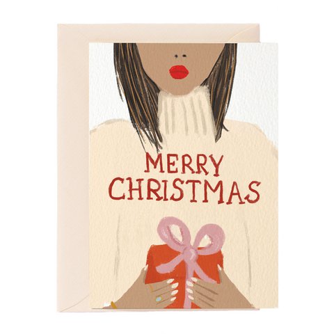 Vrolijk kerstfeest meisje wenskaart