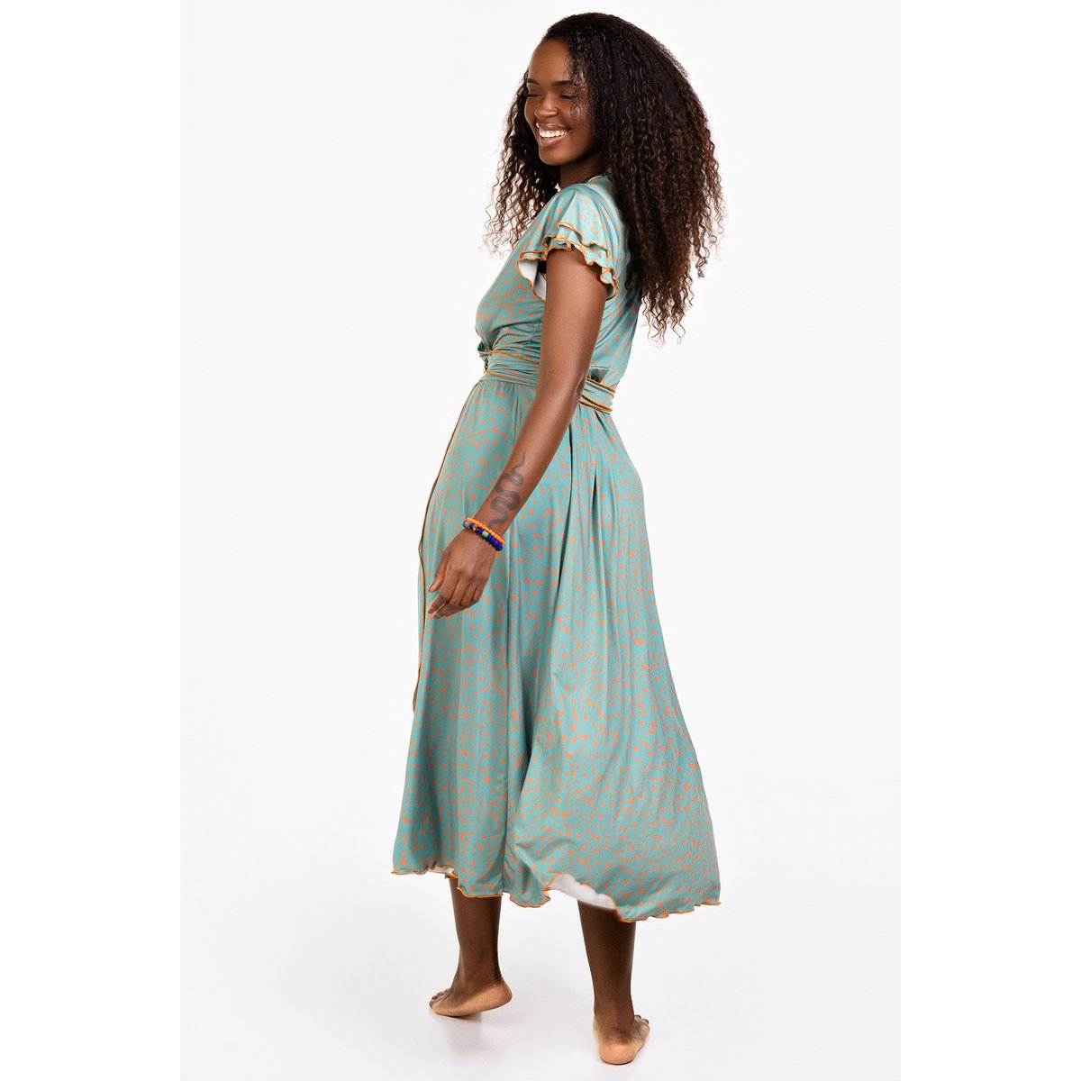 Oxum muurjurk vlieg zuigt print tsaka turquoise gedrukt