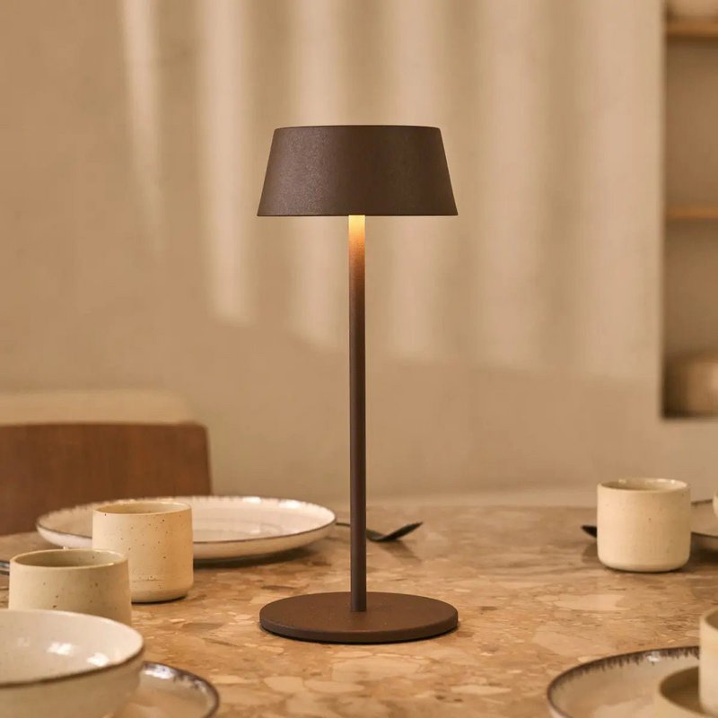 Hugo Mocha Brown Rechargeable Table Lamp