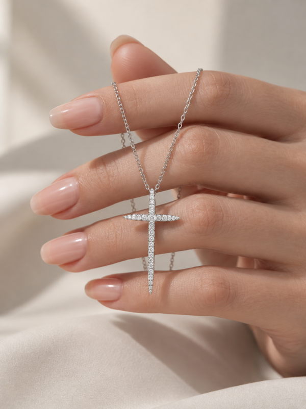 Verfijnde taps toelopende Moissanite kruisketting