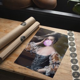 Impresión de retrato de dama de chicle