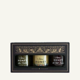3x50 g package: blossom honey, honey with matcha, honey with wild berries