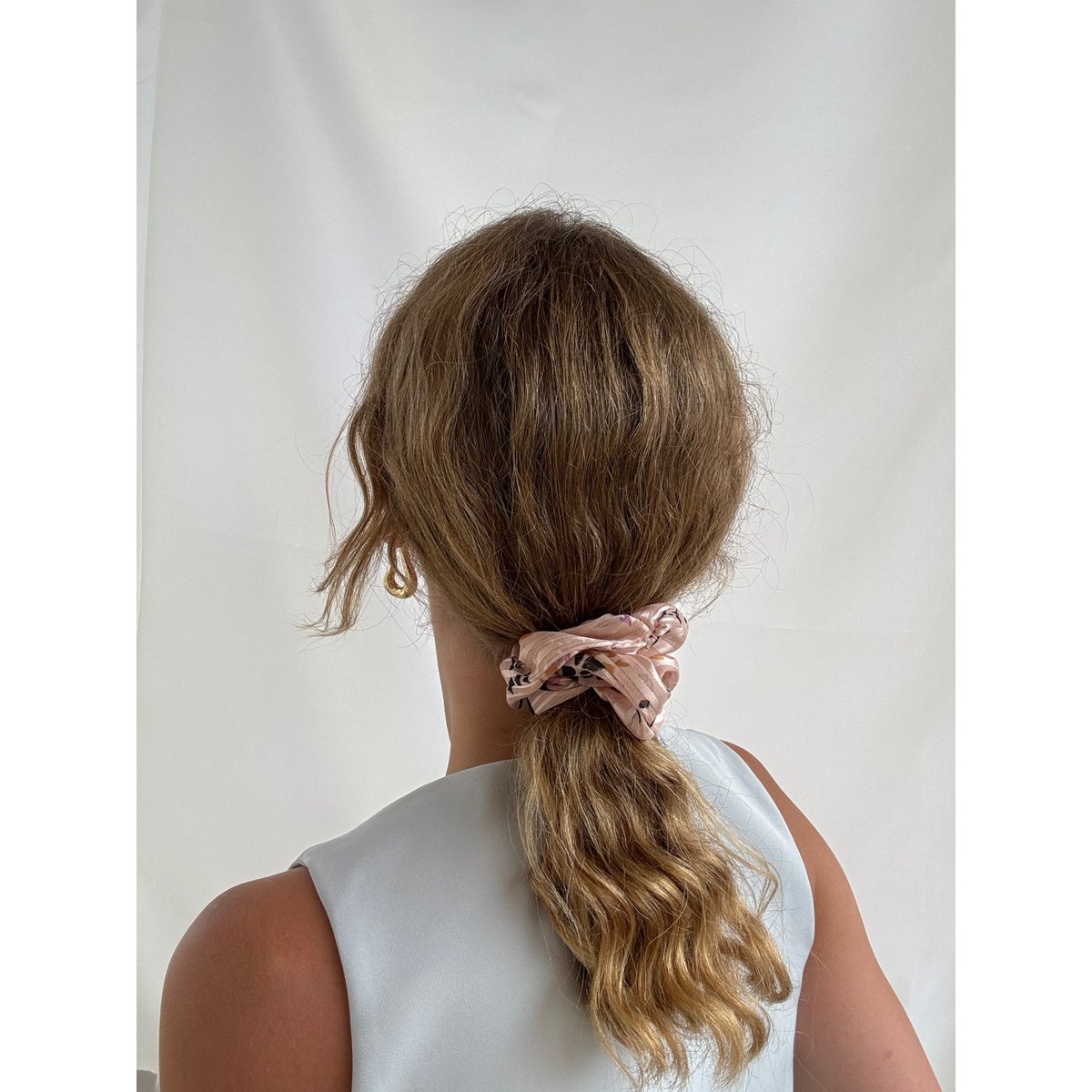 Scrunchie - Rosé Chiffon Blumen - Recycelt