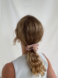 Scrunchie - Rosé Chiffon Blumen - Recycelt