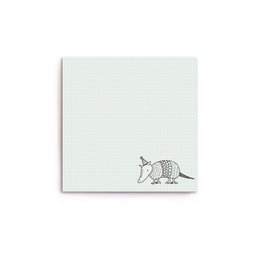 Notepad with an armadillo illustration, made of recycled materials and packaged in a plastic-free manner.