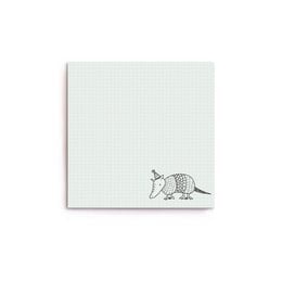 Notepad with an armadillo illustration, made of recycled materials and packaged in a plastic-free manner.