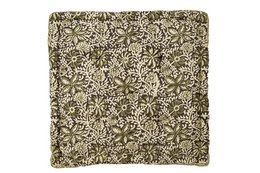  Square box cushion, beige cream floral forest pattern, 45x45cm, decorative pillow