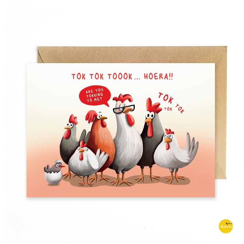 Greeting card chicken hurray! (folded card)