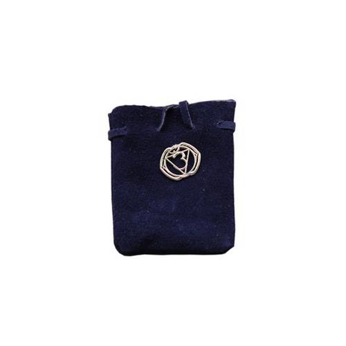 WILDLEDERBEUTEL-BLAU MIT CHAKRA-SYMBOL 3,25X2,75"
