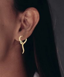 Unique Green-eye Cobra Design Earrings - Gold & Silver