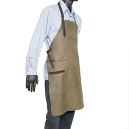 Apron Leather - BBQ Apron - BBQ Accessories - Olive Green and Gray Blue