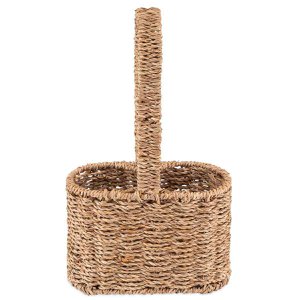 Bottle basket for 2 bottles, braided from seagrass - bottle carriers