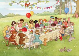 Postkarte Woodland Tea Party