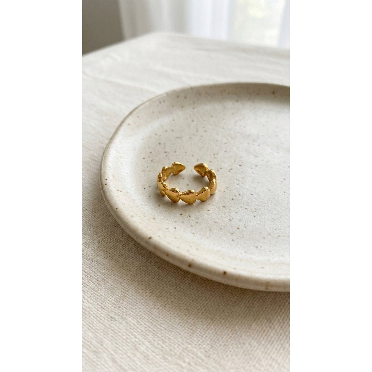 Ceylin – Bague Ajustable avec Coeurs – Doré