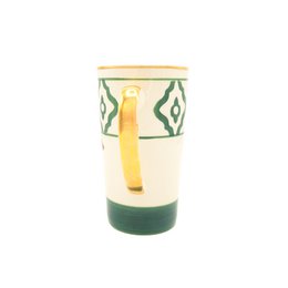 Taza de té modelo Vizsla de cerámica pintada a mano con motivo Vizsla, borde dorado y mango bañado en oro, 250 ml. Contenido de la taza disponible en rojo, verde y azul. Copiar