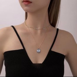 Botanical Mother of Pearl Medallion Necklace