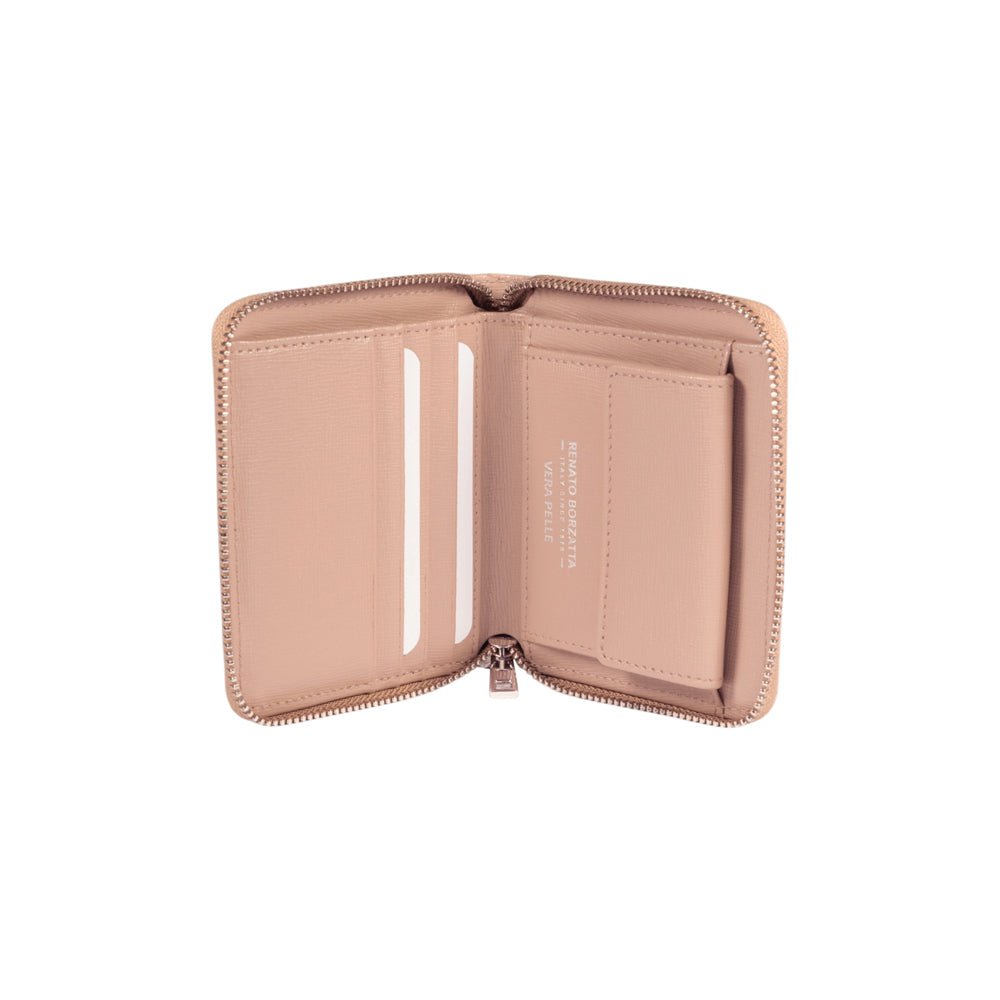 RB1086AU | Damenbrieftasche mit Reißverschluss, hergestellt in Italien aus echtem Saffiano-Leder. Pulverfarbe