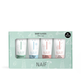 A mini set of gentle, natural shampoos and body washes for babies and kids. Includes 4 travel-sized products in different scents.