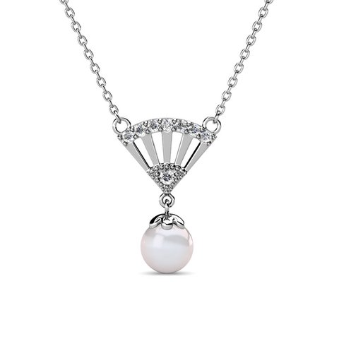 Ingride Pearl Pendants - Silver and Crystal