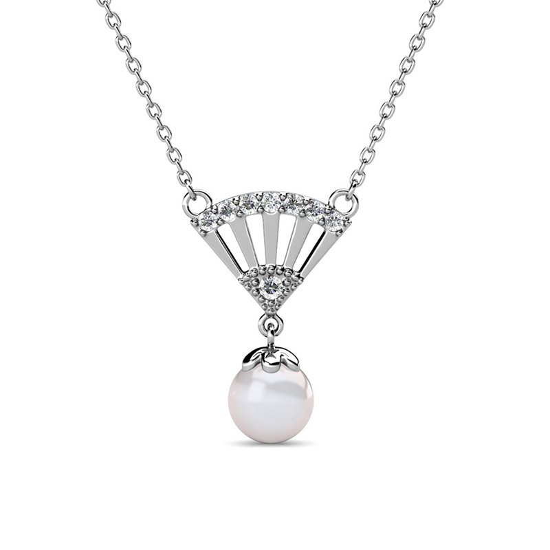 Ingride Pearl Pendants - Silver and Crystal