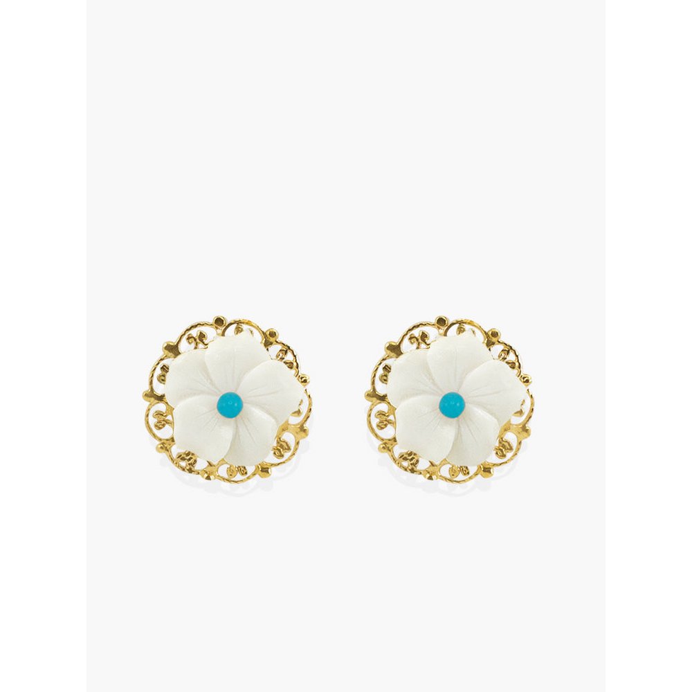 Bloemblaadjes oorbellen met turquoise